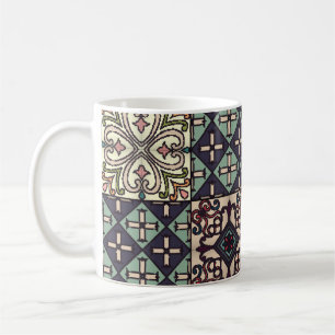 ポルトガルのタイル: Talaveraスタイルシームレス コーヒーマグカップ