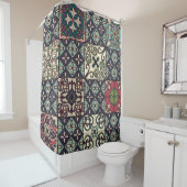 ポルトガルのタイル： Talaveraスタイルシームレス シャワーカーテン (インサイチュ)