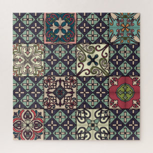 ポルトガルのタイル: Talaveraスタイルシームレス ジグソーパズル