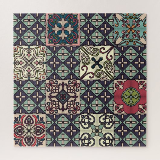 ポルトガルのタイル: Talaveraスタイルシームレス ジグソーパズル (縦)