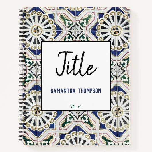 ポルトガルのタイルAzulejo幾何カラフルスケッチ ノートブック (正面)
