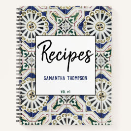 ポルトガルのタイルAzulejo幾何カラフルレシピ ノートブック