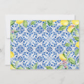 ポルトガルのタイルLemons白結婚写真 セーブザデート (裏面)