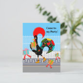 ポルトガルのニワトリとギフト1st誕生日パーティー インビテーションポストカード (スタンド正面)