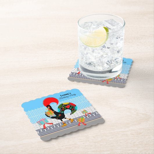 ポルトガルのニワトリとギフト1st誕生日パーティー ペーパーコースター (インサイチュ)