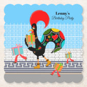 ポルトガルのニワトリとギフト1st誕生日パーティー ペーパーコースター (正面)