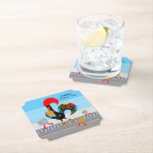 ポルトガルのニワトリとギフト1st誕生日パーティー ペーパーコースター (インサイチュ)