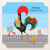 ポルトガルのニワトリとギフト1st誕生日パーティー ペーパーコースター (正面)