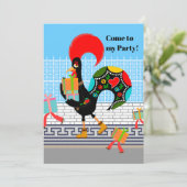 ポルトガルのニワトリとギフト1st誕生日パーティー 招待状 (スタンド正面)