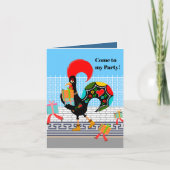 ポルトガルのニワトリとギフト1st誕生日パーティー 招待状 (正面)