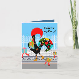 ポルトガルのニワトリとギフト1st誕生日パーティー 招待状