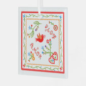 ポルトガルのバレンタインのラブハンカチ ガラスオーナメント (正面左)