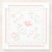 ポルトガルのバレンタインのラブハンカチ ガラスコースター (裏面)