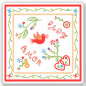 ポルトガルのバレンタインのラブハンカチ シール (正面)