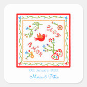 ポルトガルのバレンタインのラブハンカチ スクエアシール (正面)