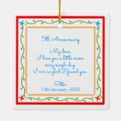 ポルトガルのバレンタインのラブハンカチ セラミックオーナメント (裏面)