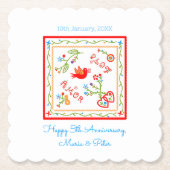 ポルトガルのバレンタインのラブハンカチ ペーパーコースター (正面)