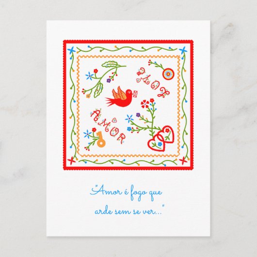 ポルトガルのバレンタインのラブハンカチ ポストカード (正面)