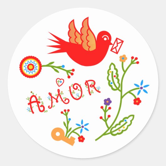 ポルトガルのバレンタインのラブハンカチ ラウンドシール (正面)