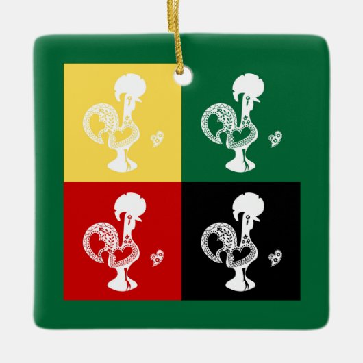 ポルトガルのバーセロスのオンドリカラフル セラミックオーナメント (正面)