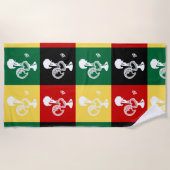 ポルトガルのバーセロスのオンドリカラフル ビーチタオル (正面)