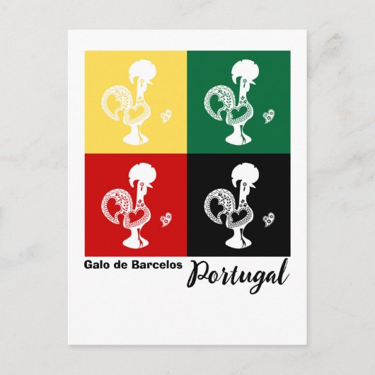 ポルトガルのバーセロスのオンドリカラフル ポストカード (正面)