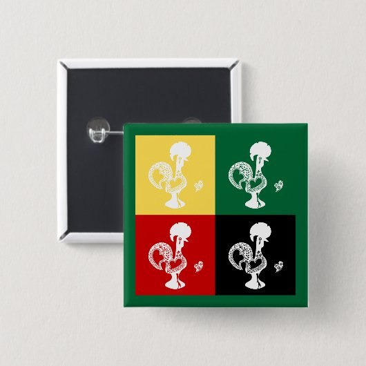 ポルトガルのバーセロスのオンドリカラフル 缶バッジ (正面&裏面)