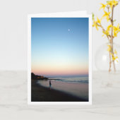 ポルトガルのビーチの夕焼け カード (黄色い花)