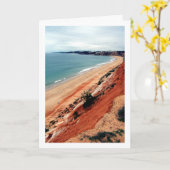 ポルトガルのビーチフロントの風景 カード (黄色い花)