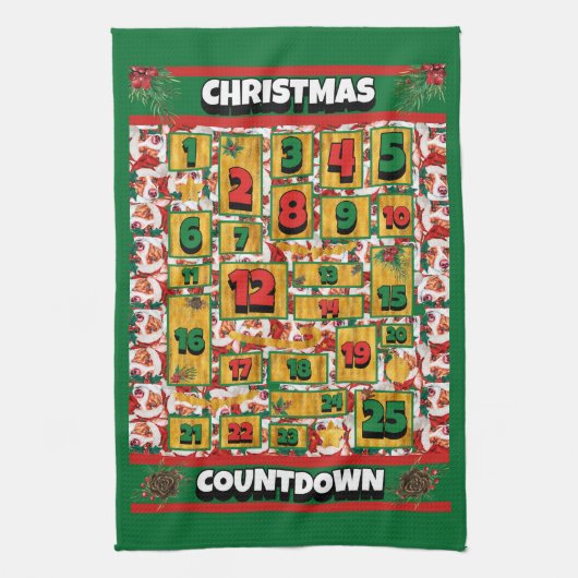 ポルトガルのポデゴのカウントダウンクリスマスアドベントドッグ キッチンタオル (縦)