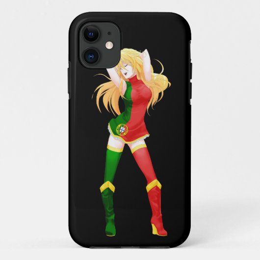 ポルトガルのポルトガルのマンガの旗の女の子 Case-Mate iPhoneケース (裏面)