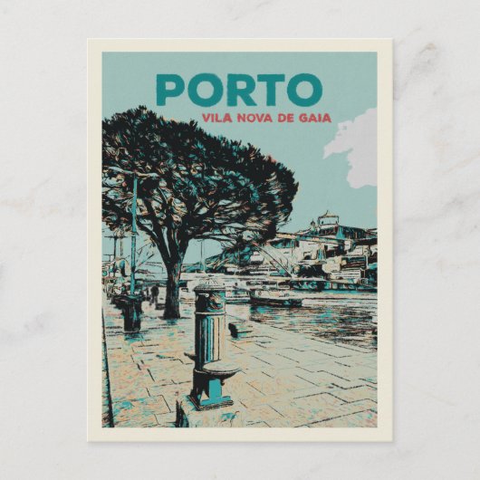 ポルトガルのポルトダウンタウンからヴィラ・ノヴァ・デ・ガイア ポストカード (正面)