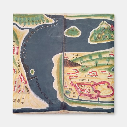 ポルトガルのモンバサの探査地図 マグネット (正面)