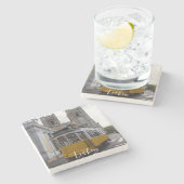 ポルトガルのリスボン大聖堂の黄色い路面電車 ストーンコースター (横)