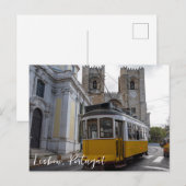 ポルトガルのリスボン大聖堂の黄色い路面電車 ポストカード (正面/裏面)