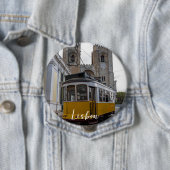 ポルトガルのリスボン大聖堂の黄色い路面電車 缶バッジ (インサイチュ)