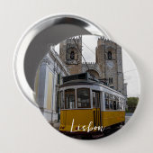 ポルトガルのリスボン大聖堂の黄色い路面電車 缶バッジ (正面&裏面)
