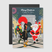 ポルトガルのルースターとサンタの新年のトーストのカード (正面/裏面)