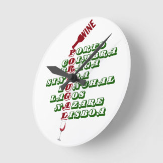 ポルトガルのワインとポルトガルのワインウォールクロック ラウンド壁時計