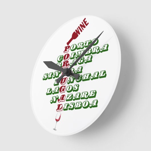 ポルトガルのワインとポルトガルのワインウォールクロック ラウンド壁時計 (傾斜)