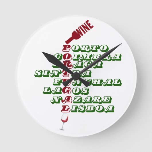 ポルトガルのワインとポルトガルのワインウォールクロック ラウンド壁時計 (正面)