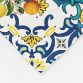ポルトガルのヴィンテージタイルkiwiとレモンのパターンcu フリースブランケット (角)