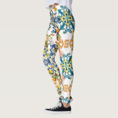 ポルトガルのヴィンテージタイルkiwiとレモンのパターンcu レギンス (左)