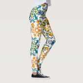 ポルトガルのヴィンテージタイルkiwiとレモンのパターンcu レギンス (右)