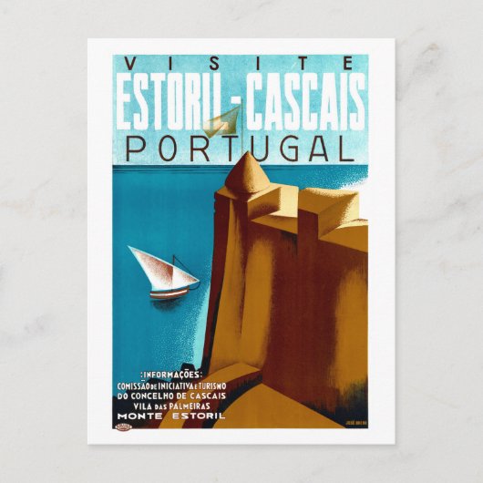 ポルトガルのヴィンテージ旅行ポスター ポストカード (正面)