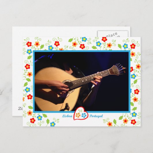 ポルトガルの写真 – ポルトガル語のファドギタープレーヤー ポストカード (正面/裏面)