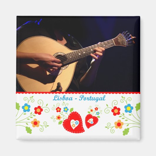 ポルトガルの写真 – ポルトガル語のファドギター マグネット (正面)