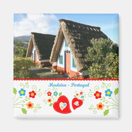 ポルトガルの写真 – マデイラ島の典型的な家 マグネット (正面)