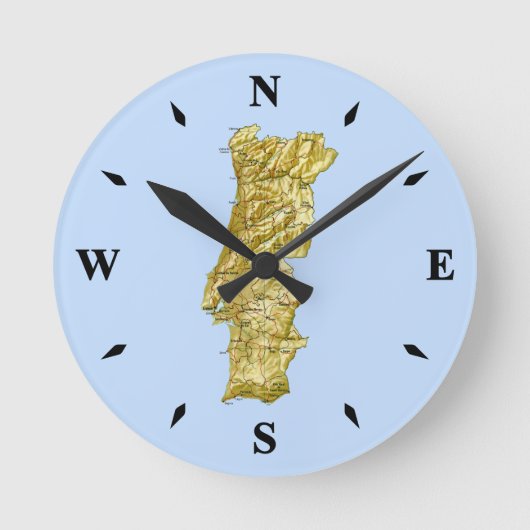 ポルトガルの地図時計 ラウンド壁時計 (正面)