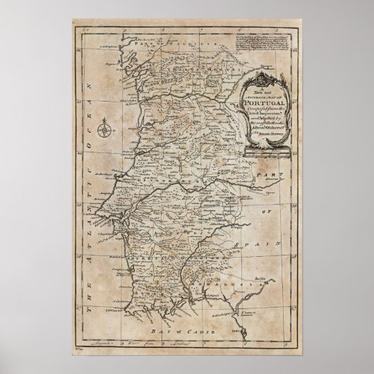 ポルトガルの地図 ポスター (正面)